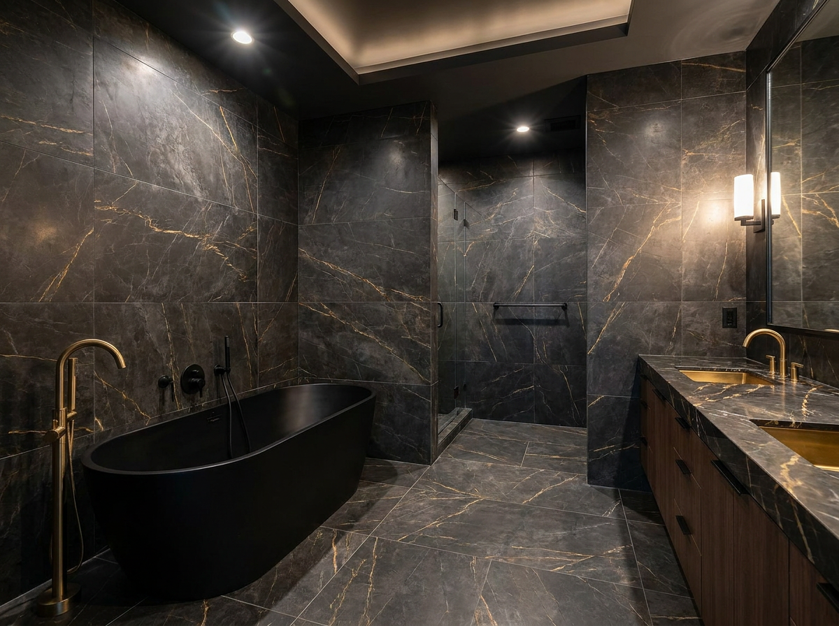 Luxury & Dramatic bathroom style